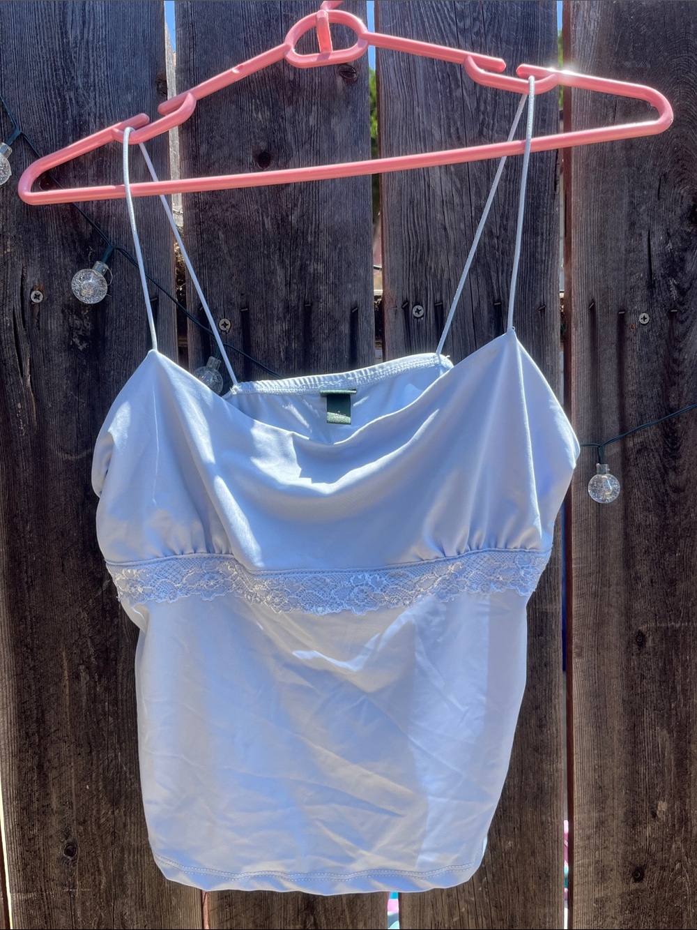 wild fable Light Blue Satin Lace-Trim Camisole